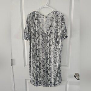 MTS Snakeskin Print VNeck TShirt Dress